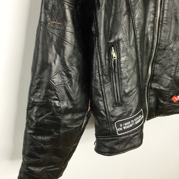 Vintage Buffalo Leather Eagle Patch biker jacket - Picture 10 of 16